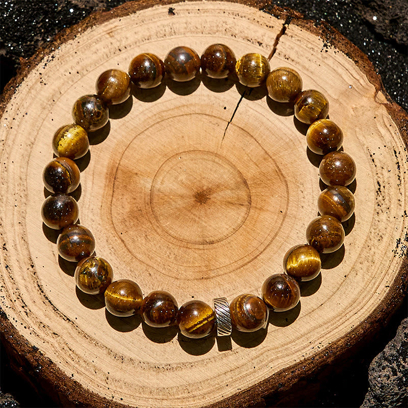 Olivenorma Natural Tiger Eye Metal Hoop Beaded Bracelet - image 4