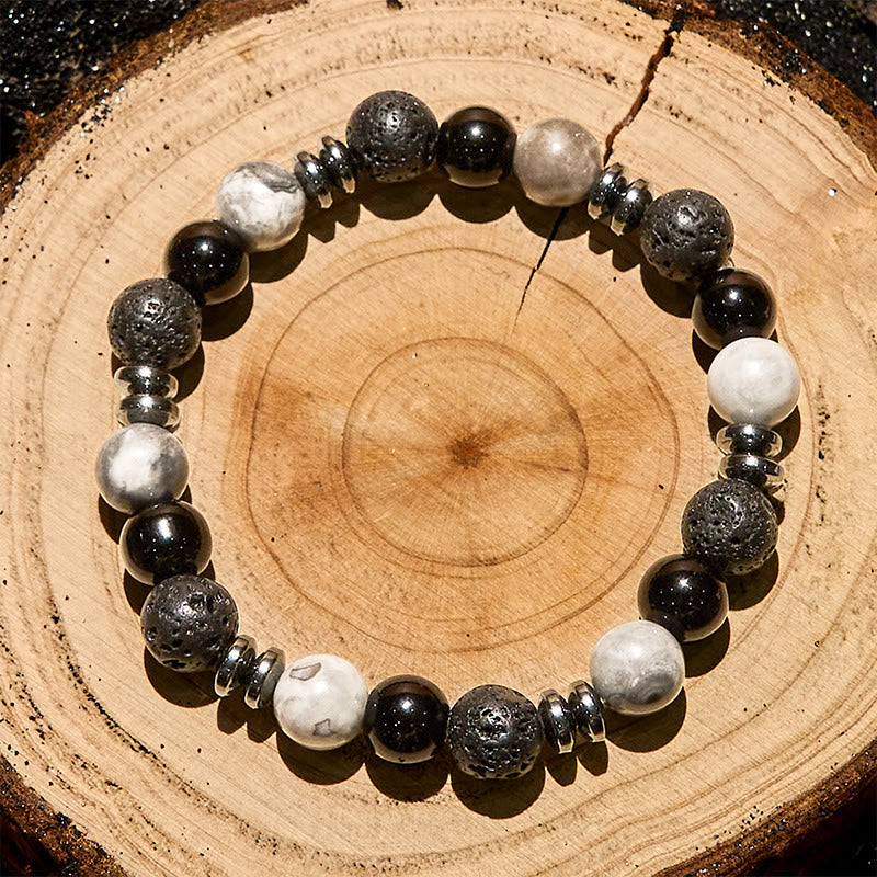 Olivenorma Tiger Eye Obsidian Hematite Roller Bead Bracelet - image 4