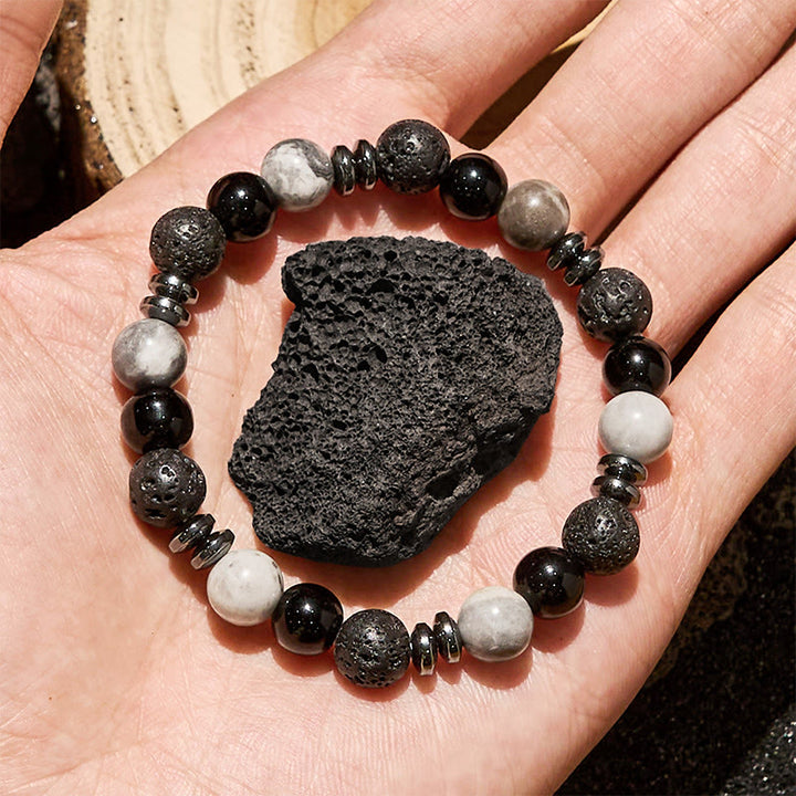 Olivenorma Tiger Eye Obsidian Hematite Roller Bead Bracelet - image 2