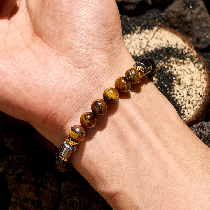 Olivenorma Blue Tiger Eye Obsidian Hematite Beads Bracelet - image 6