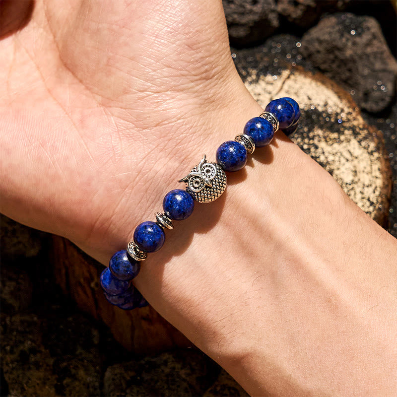 Olivenorma 8mm Natural Lapis Lazuli Owl Beaded Bracelet - image 1