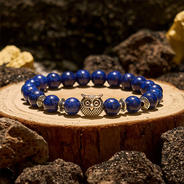 Olivenorma 8mm Natural Lapis Lazuli Owl Beaded Bracelet - Lapis Lazuli - image 0