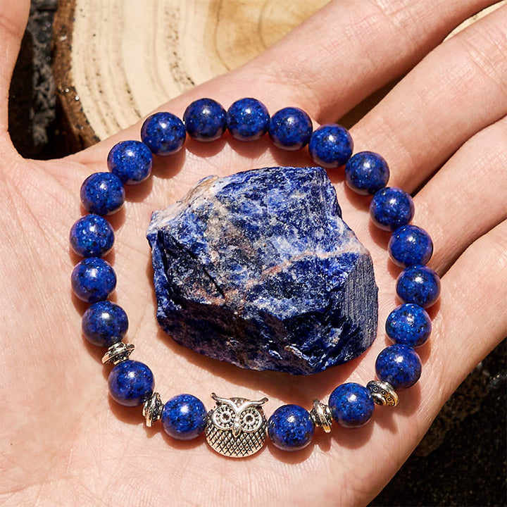 Olivenorma 8mm Natural Lapis Lazuli Owl Beaded Bracelet - image 2