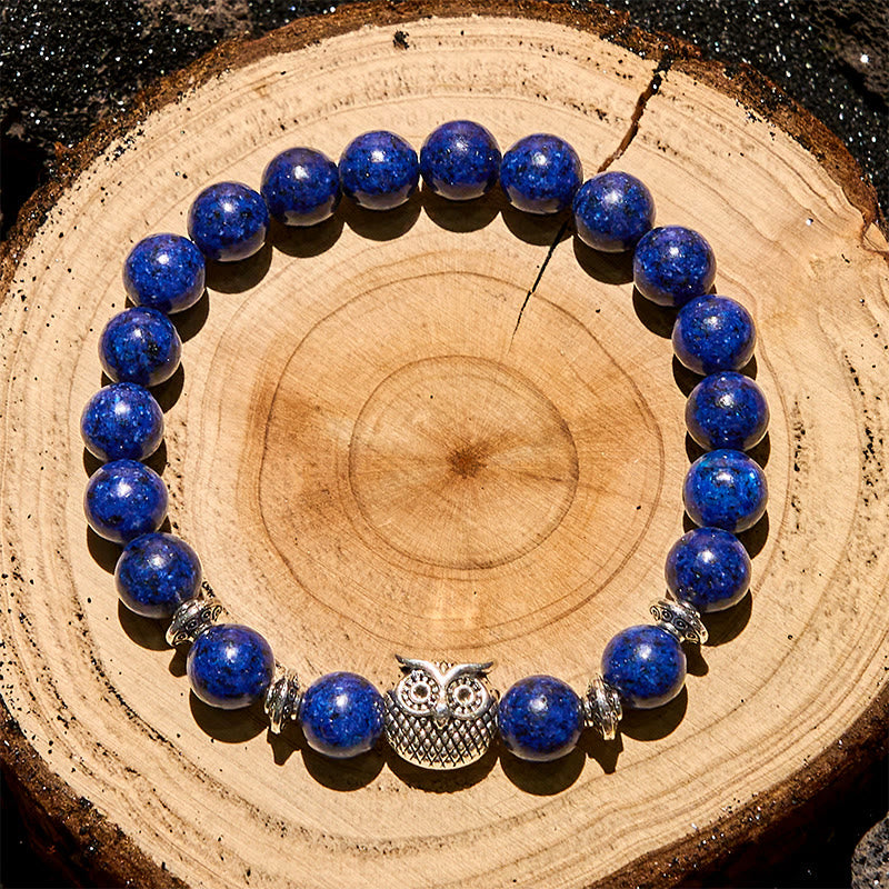 Olivenorma 8mm Natural Lapis Lazuli Owl Beaded Bracelet - image 4