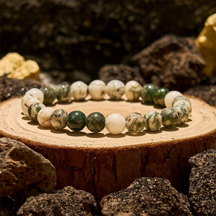 Olivenorma 8mm Natural Moss Agate Beads Bracelet - Moss Agate - image 0