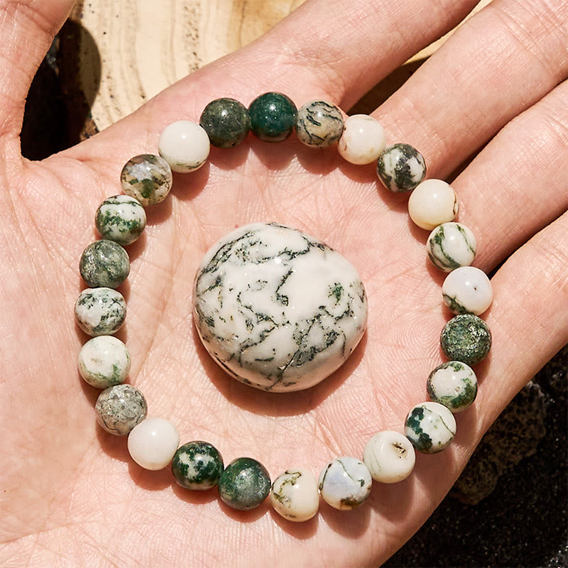 Olivenorma 8mm Natural Moss Agate Beads Bracelet - image 2