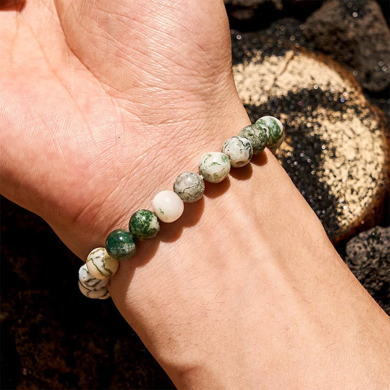 Olivenorma 8mm Natural Moss Agate Beads Bracelet - image 1