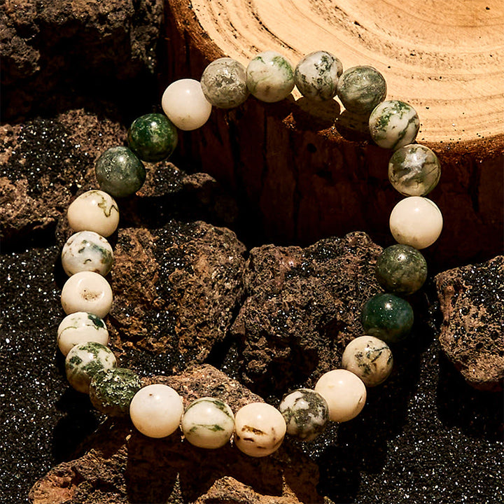Olivenorma 8mm Natural Moss Agate Beads Bracelet - image 3