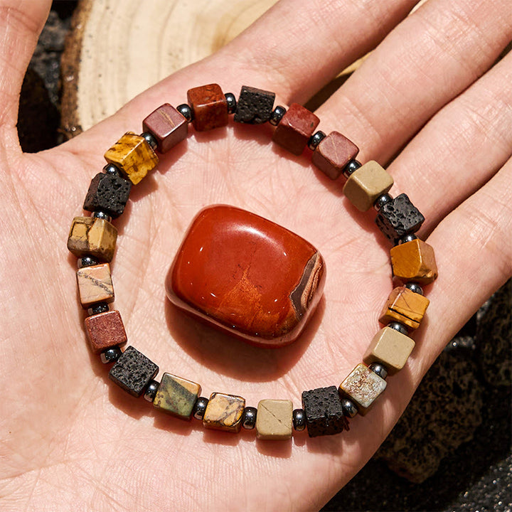 Olivenorma Picasso Stone Lava Stone Cube Beads Bracelet - image 2
