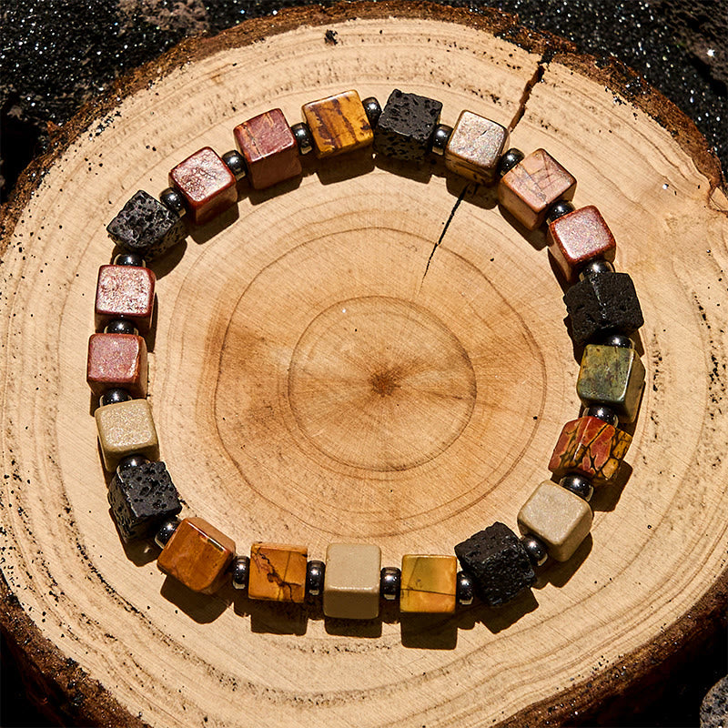 Olivenorma Picasso Stone Lava Stone Cube Beads Bracelet - image 4