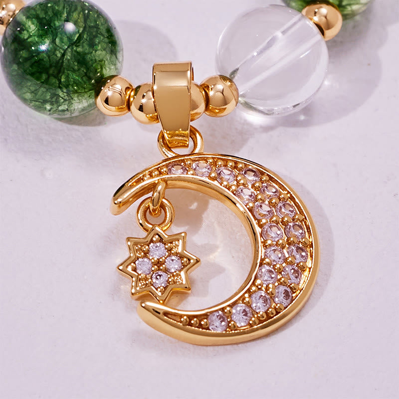Olivenorma Green Phantom Quartz Beads Moon Pendant Bracelet - image 6