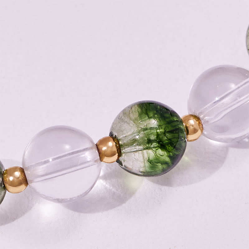 Olivenorma Green Phantom Quartz Beads Moon Pendant Bracelet - image 4
