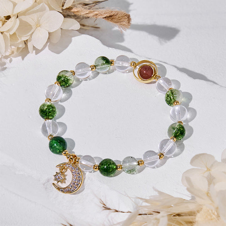 Olivenorma Green Phantom Quartz Beads Moon Pendant Bracelet - image 3