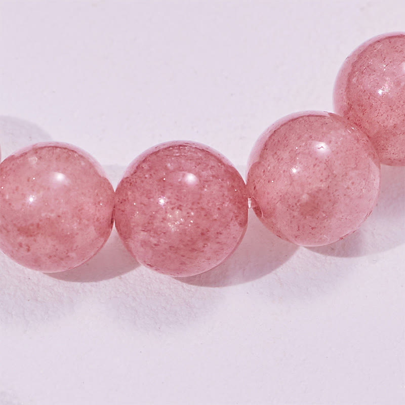 Olivenorma Strawberry Quartz Silver Obsidian Beaded Bracelet - image 5