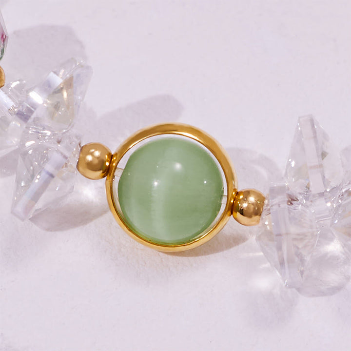 Olivenorma Green Cat's Eye Stone Glaze Beaded Bracelet - image 5