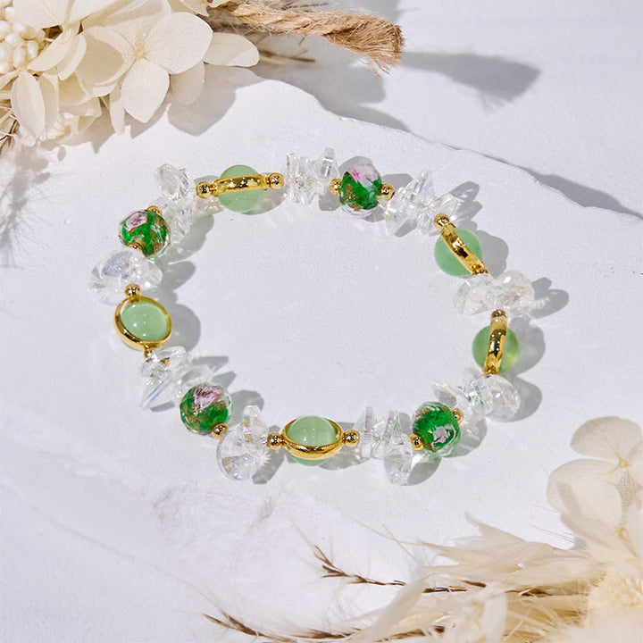 Olivenorma Green Cat's Eye Stone Glaze Beaded Bracelet - image 2