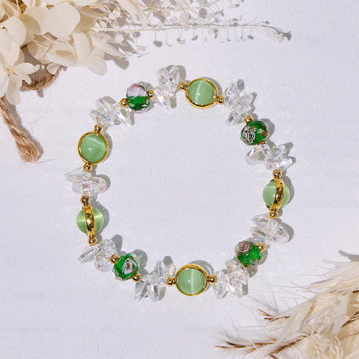 Olivenorma Green Cat's Eye Stone Glaze Beaded Bracelet - image 3