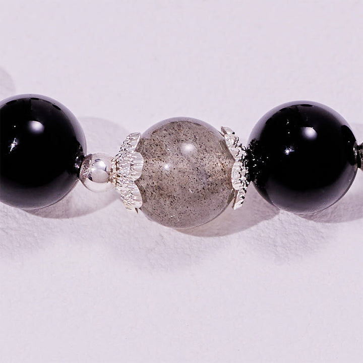 Olivenorma Obsidian Labradorite Beads Alloy Bracelet - image 5