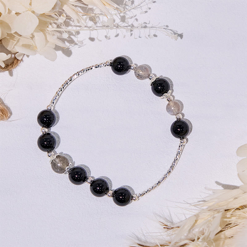Olivenorma Obsidian Labradorite Beads Alloy Bracelet - image 2