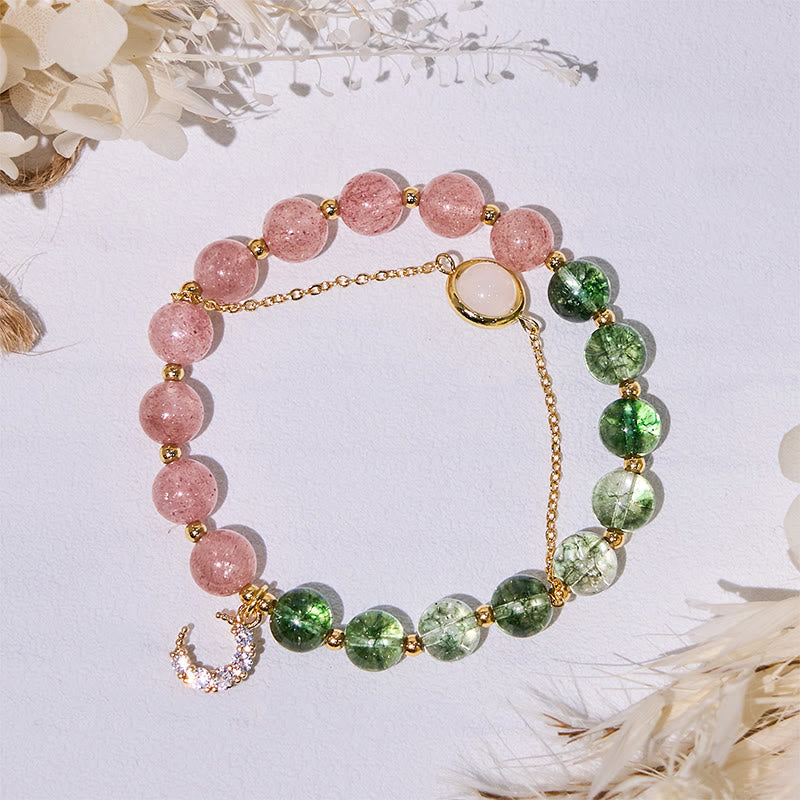 Olivenorma Green Phantom Quartz & Strawberry Quartz Beads Bracelet - image 2