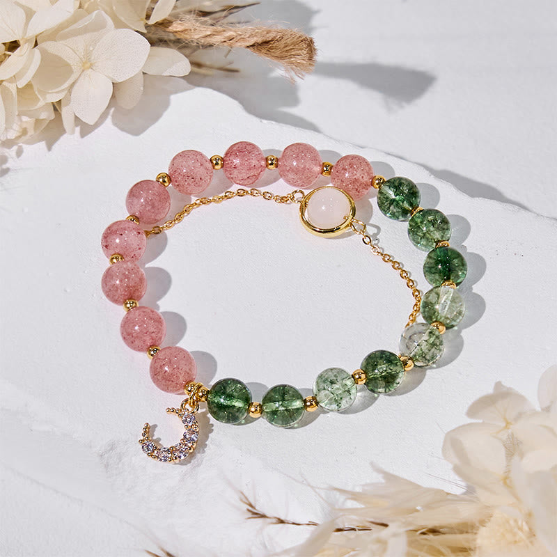 Olivenorma Green Phantom Quartz & Strawberry Quartz Beads Bracelet - image 3