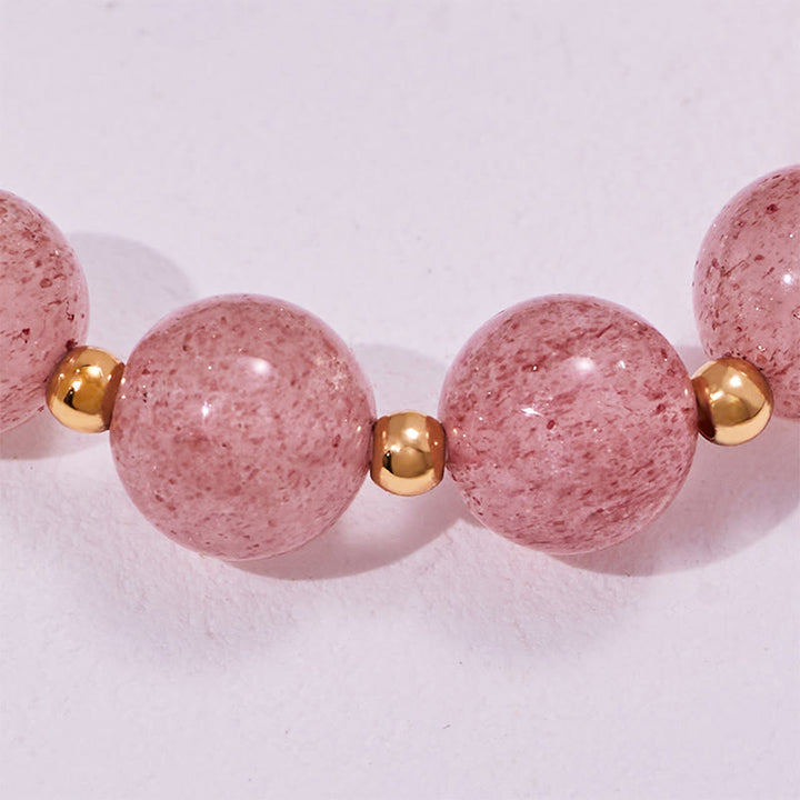 Olivenorma Green Phantom Quartz & Strawberry Quartz Beads Bracelet - image 5