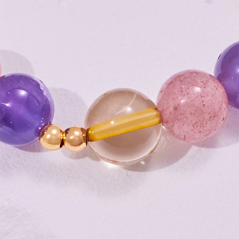 Olivenorma Amethyst Citrine Strawberry Quartz Beads Bracelet - image 4