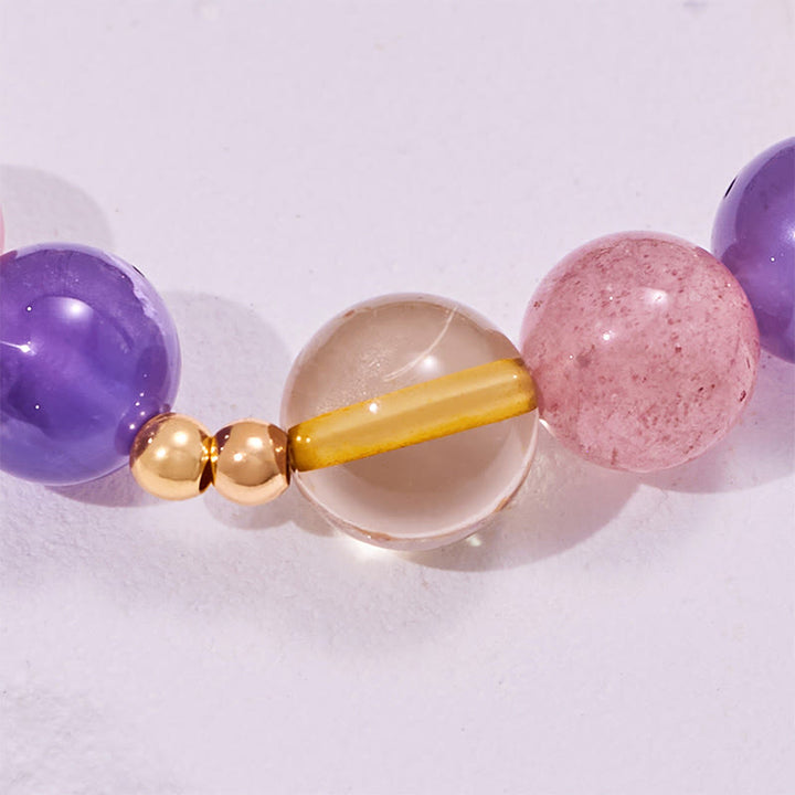 Olivenorma Amethyst Citrine Strawberry Quartz Beads Bracelet - image 4