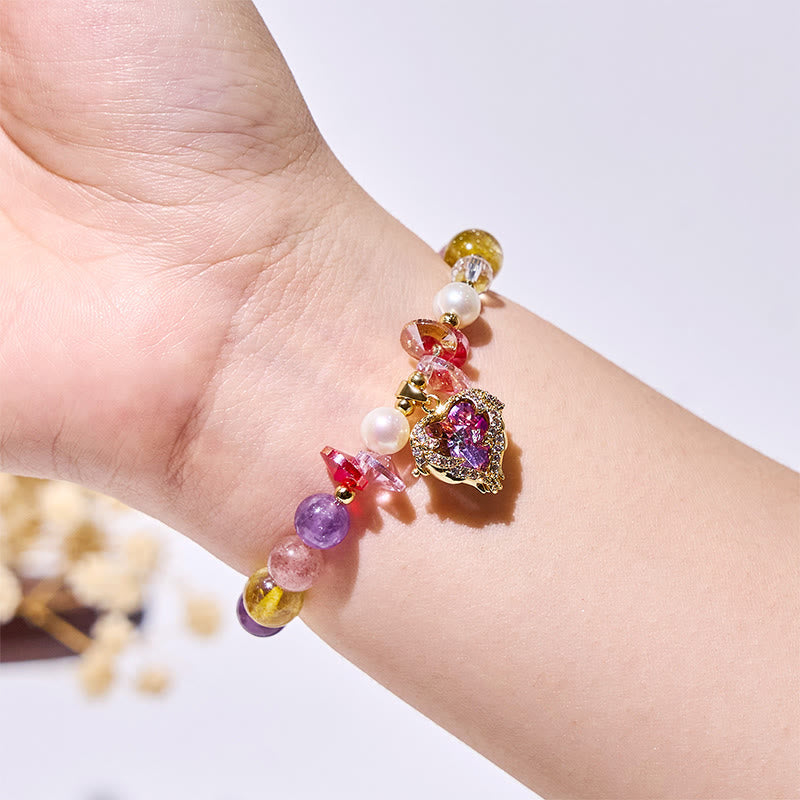 Olivenorma Amethyst Citrine Strawberry Quartz Beads Bracelet - image 1