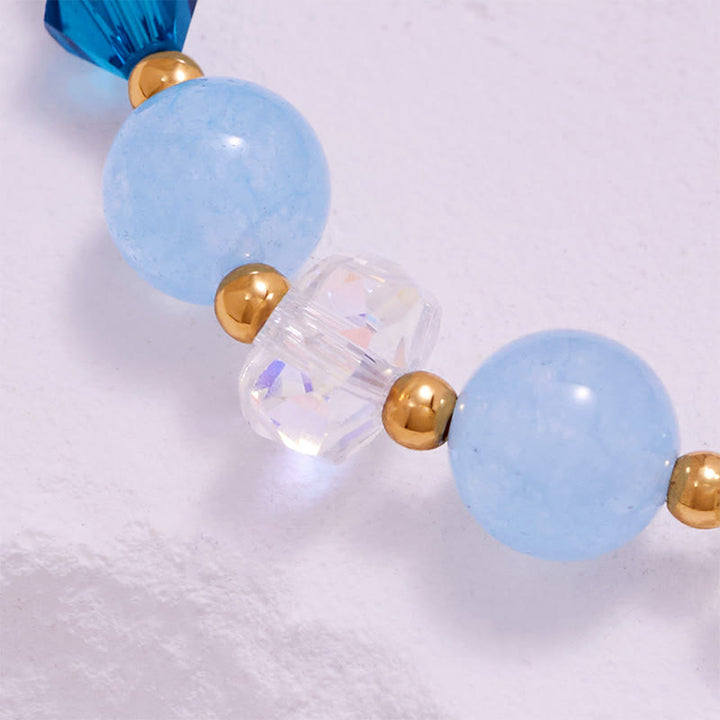 Olivenorma Aquamarine Clear Glass Beaded Whale Tail Bracelet - image 6