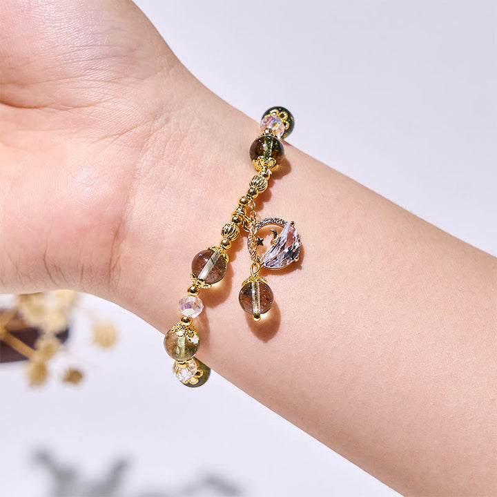 Olivenorma Green Phantom Quartz Clear Glass Beads Bracelet - image 1