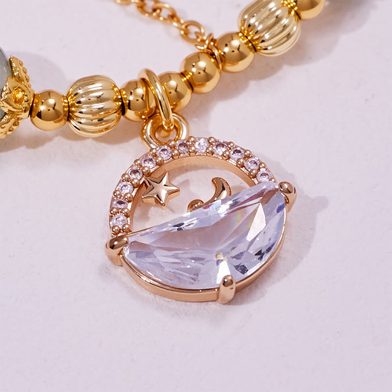 Olivenorma Green Phantom Quartz Clear Glass Beads Bracelet - image 5