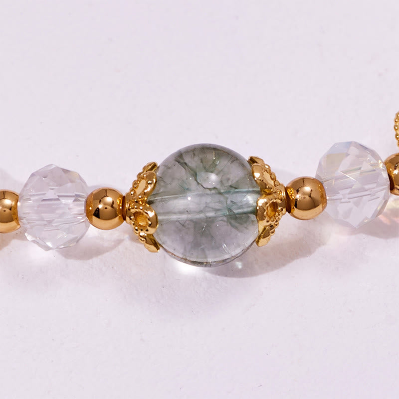 Olivenorma Green Phantom Quartz Clear Glass Beads Bracelet - image 4