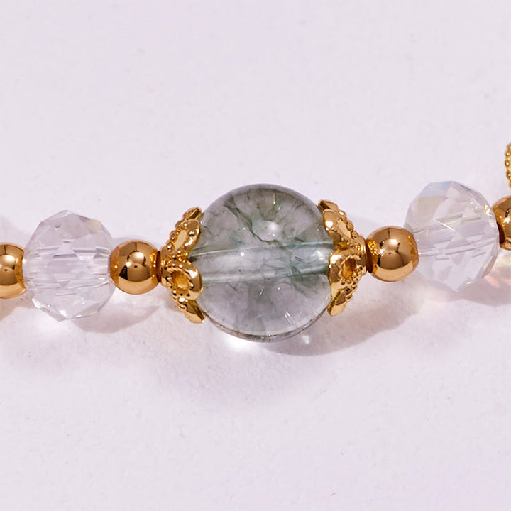 Olivenorma Green Phantom Quartz Clear Glass Beads Bracelet - image 4