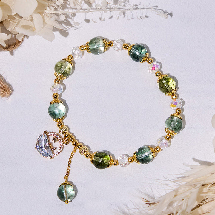 Olivenorma Green Phantom Quartz Clear Glass Beads Bracelet - image 3
