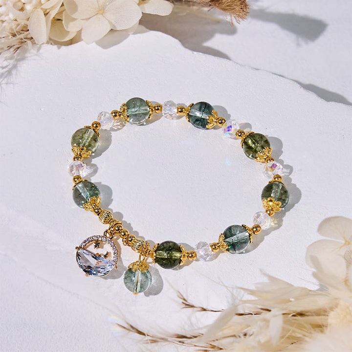 Olivenorma Green Phantom Quartz Clear Glass Beads Bracelet - image 2