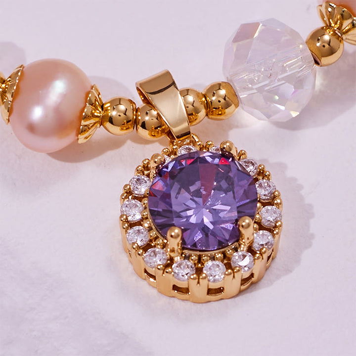 Olivenorma Freshwater Pearl Beads Amethyst Pendant Bracelet - image 5