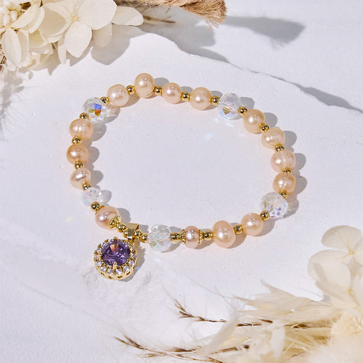 Olivenorma Freshwater Pearl Beads Amethyst Pendant Bracelet - image 2