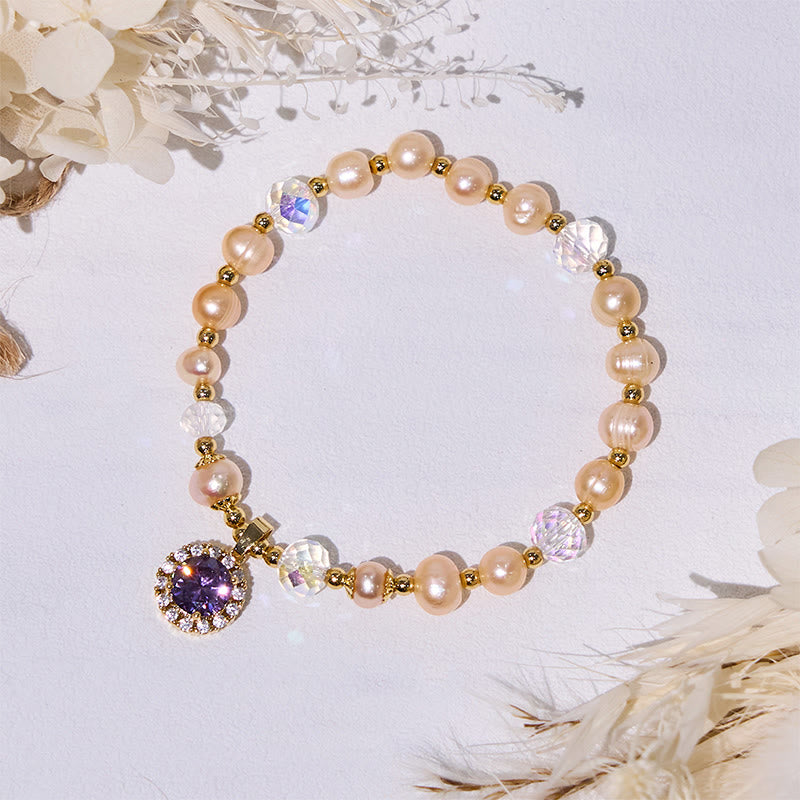 Olivenorma Freshwater Pearl Beads Amethyst Pendant Bracelet - image 3