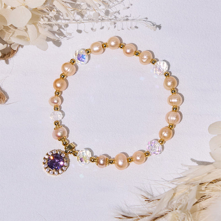 Olivenorma Freshwater Pearl Beads Amethyst Pendant Bracelet - image 3