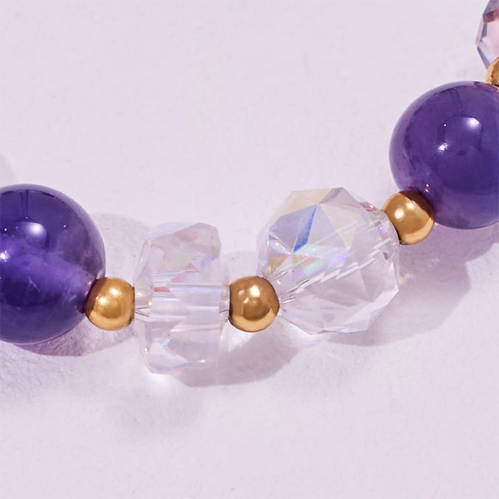 Olivenorma Amethyst Clear Glass Beads Elephant Pendant Bracelet - image 4