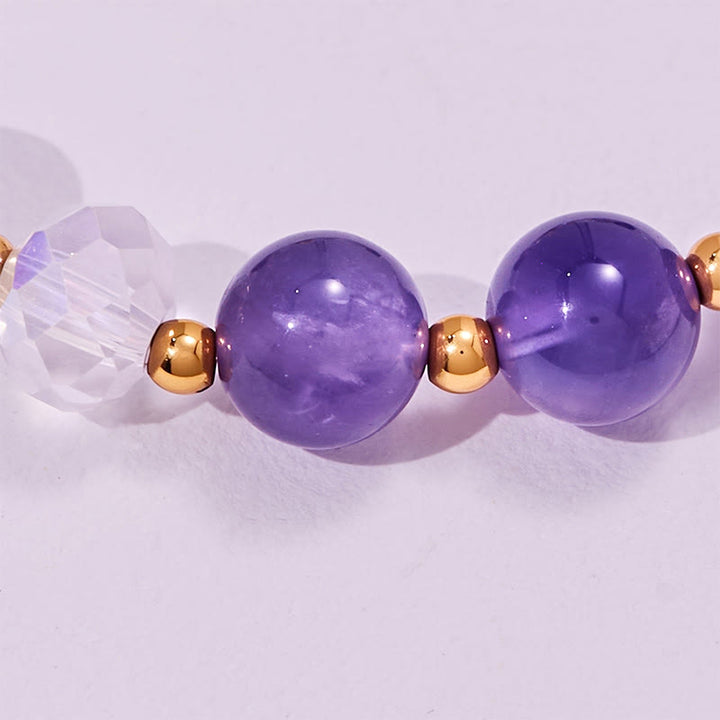 Olivenorma Amethyst Clear Glass Beads Elephant Pendant Bracelet - image 5