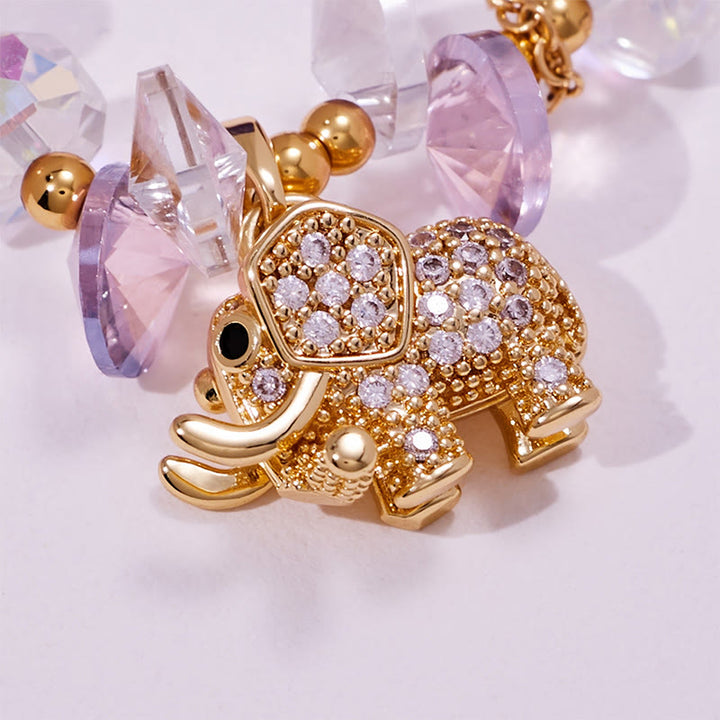 Olivenorma Amethyst Clear Glass Beads Elephant Pendant Bracelet - image 6