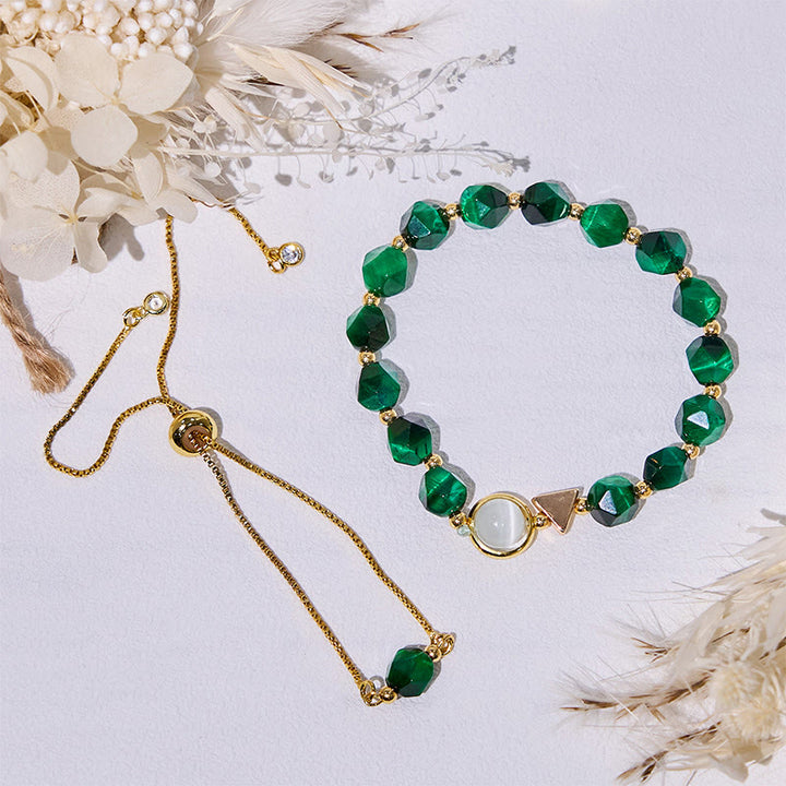 Olivenorma Faceted Green Tiger Eye Beaded Bracelet - Clear Crystal & Green Tiger Eye - image 0