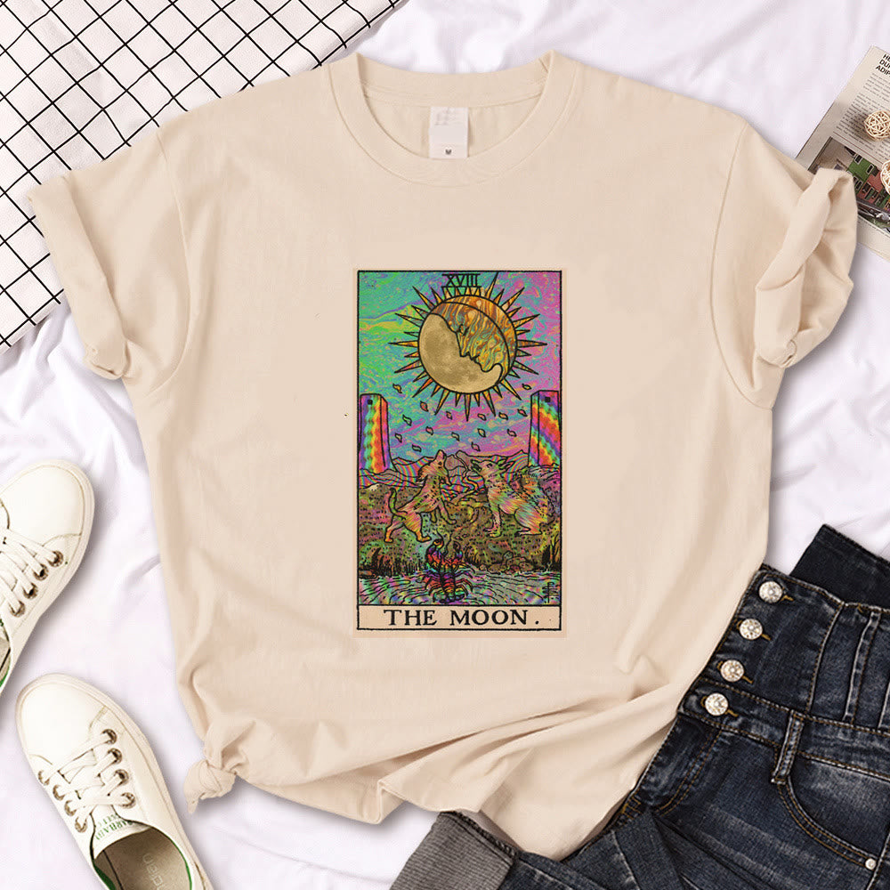Olivenorma Witch Triple Moon Gothic Print Khaki T-Shirt - Tarot & The Moon - 2XL - image 14