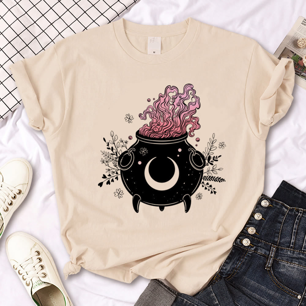 Olivenorma Witch Triple Moon Gothic Print Khaki T-Shirt - Magic Jar - 2XL - image 20