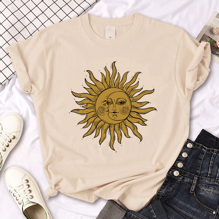 Olivenorma Witch Triple Moon Gothic Print Khaki T-Shirt - Coffee Sun Moon - 2XL - image 8