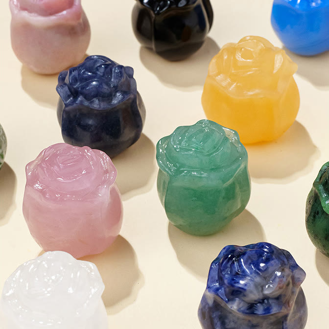 Olivenorma Crystal Epoxy Rose Carving Gemstone Decoration - image 5