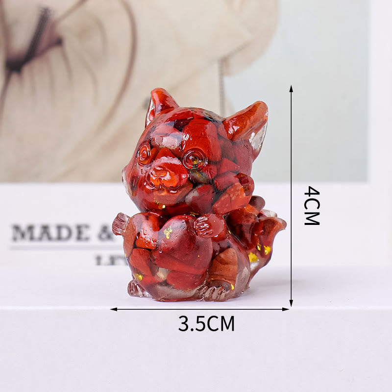 Olivenorma Crystal Epoxy Heart Nine-Tailed Fox Gemstone Decoration - image 22