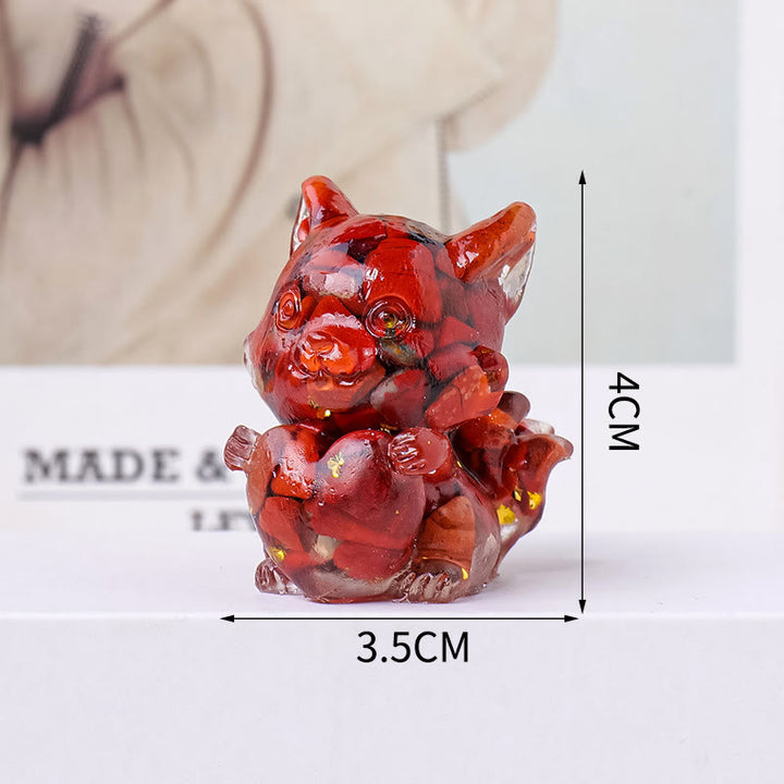 Olivenorma Crystal Epoxy Heart Nine-Tailed Fox Gemstone Decoration - image 22